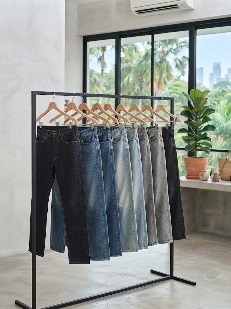 Denim wash rack drop QQ Clothing Singapore wholesale