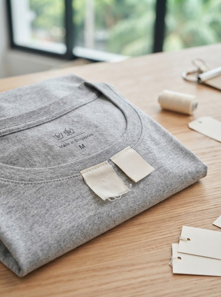 Printed label sample QQ Clothing Singapore private label