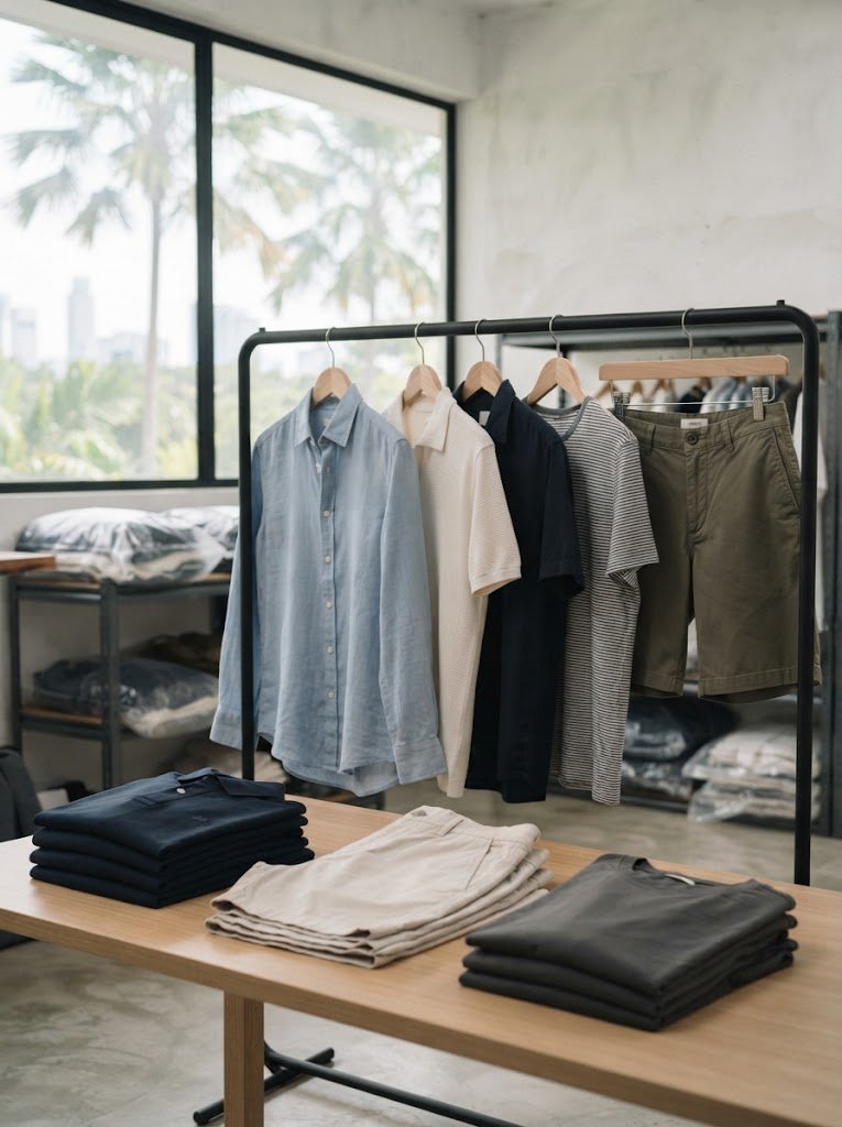 Menswear fashion look for QQ Clothing Singapore wholesale